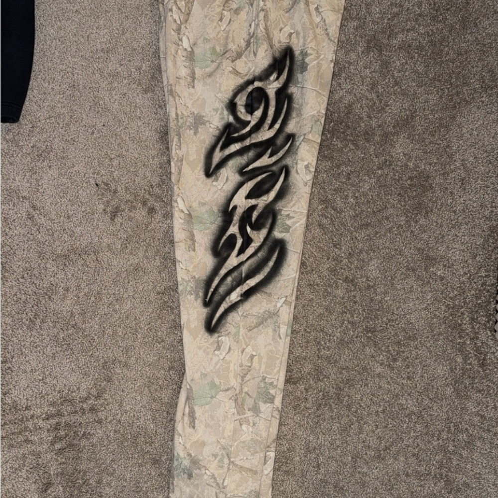 No Boundaries Camouflage Joggers with Black Tribal Design